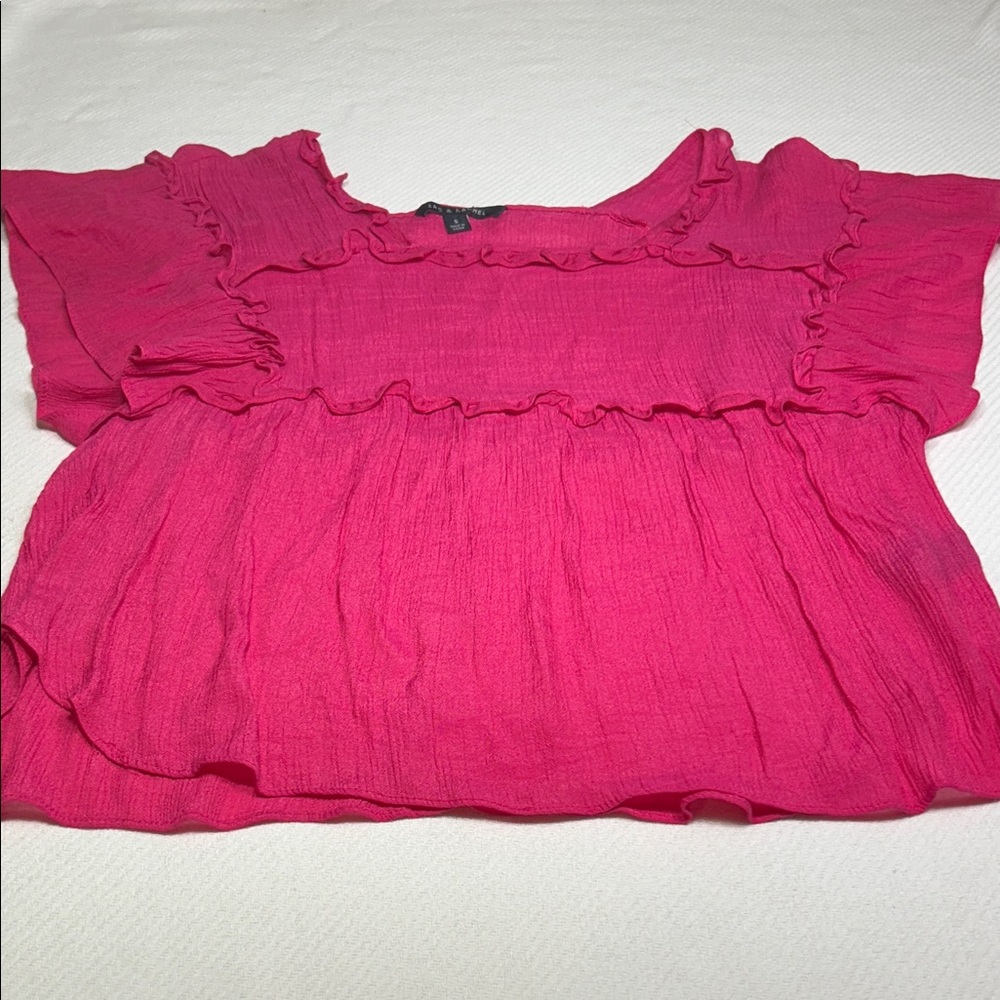 Zac & Rachel Fuchsia Ruffle Flutter Sleeve Blouse